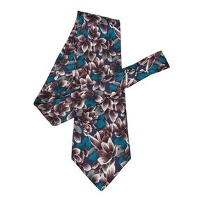Christian Dior teal/pink floral‎ silk tie